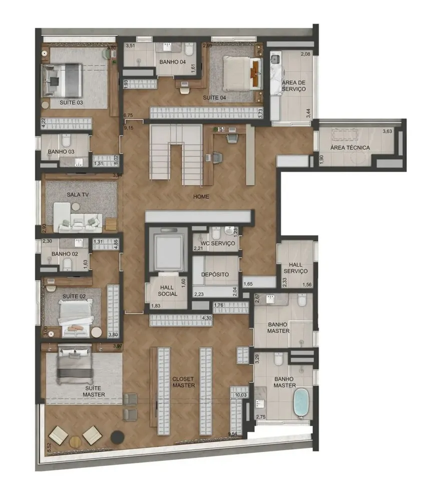 Apartamento, 3 quartos, 200 m² - Foto 9