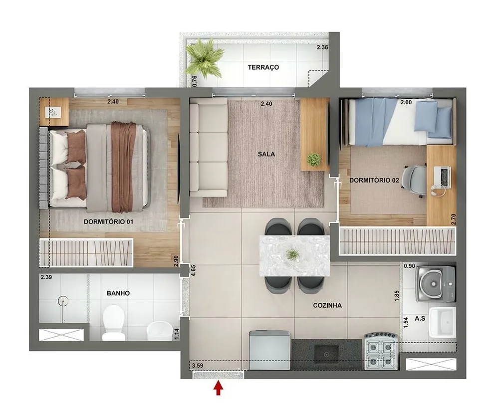 Apartamento, 2 quartos, 54 m² - Foto 9