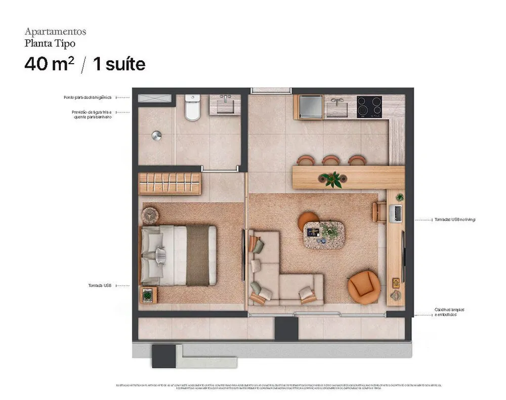 Kitnet-Studio, 34 m² - Foto 3