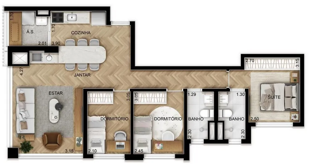 Apartamento, 2 quartos, 81 m² - Foto 3