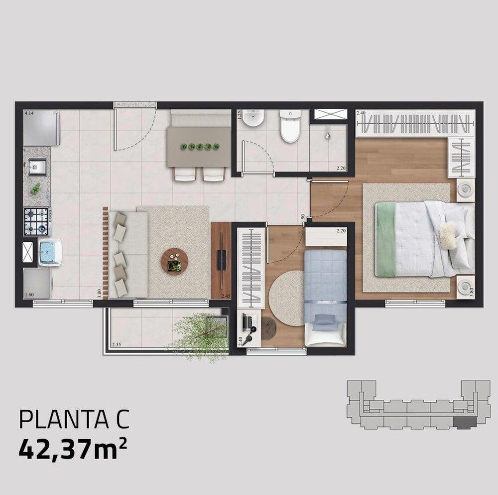 Apartamento, 2 quartos, 73 m² - Foto 2