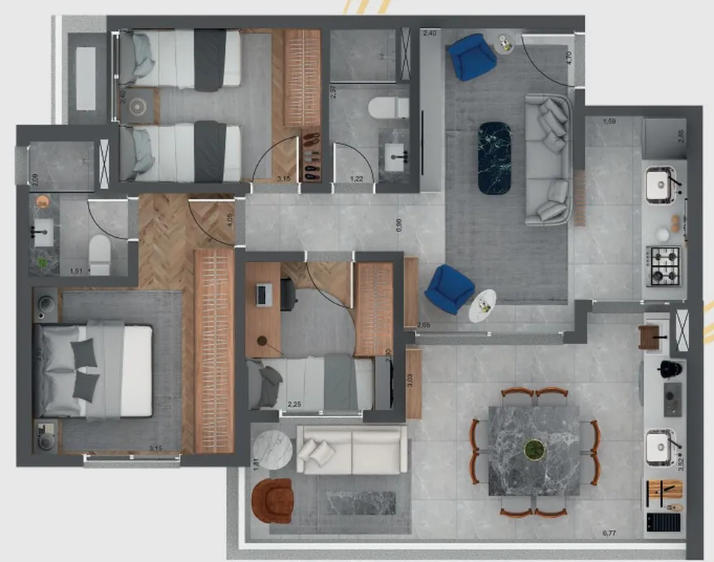 Apartamento, 3 quartos, 78 m² - Foto 8