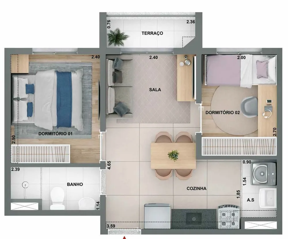 Apartamento, 2 quartos, 37 m² - Foto 4