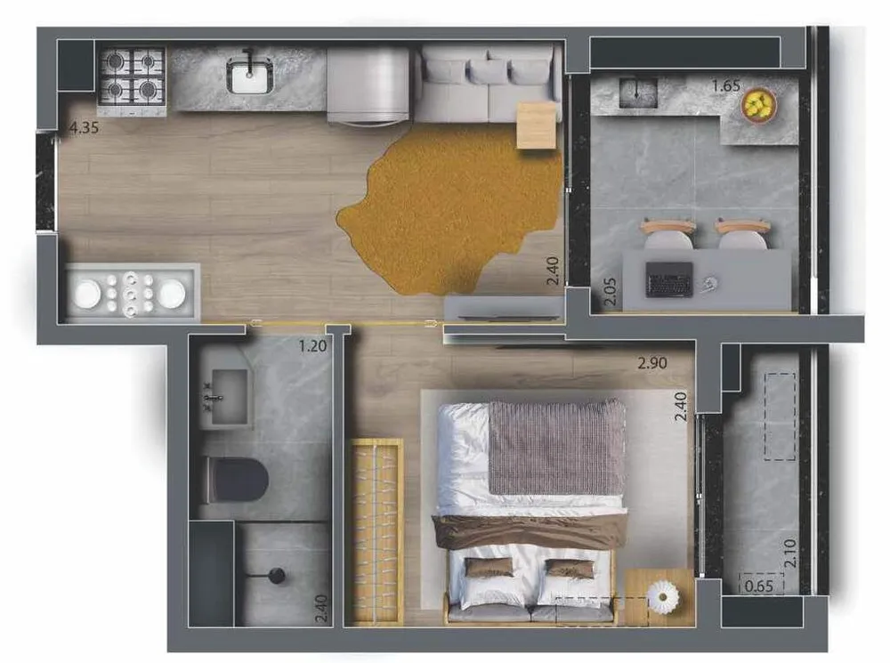 Apartamento, 1 quarto, 27 m² - Foto 3