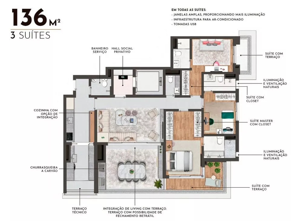 Apartamento à venda com 3 quartos, 118m² - Foto 2