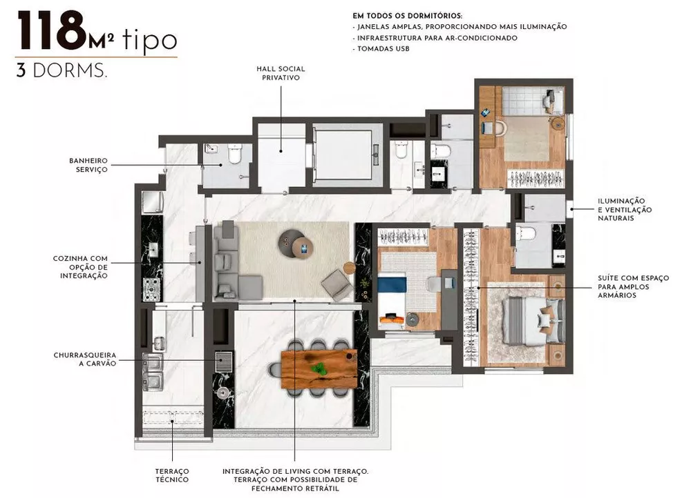 Apartamento à venda com 3 quartos, 118m² - Foto 4