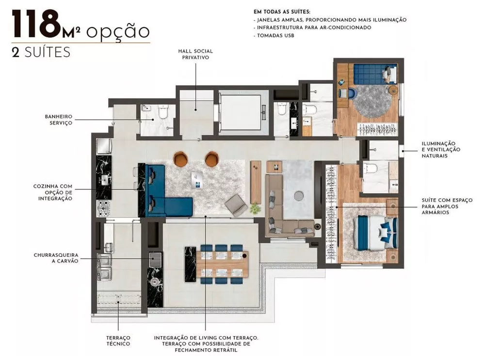 Apartamento à venda com 3 quartos, 118m² - Foto 1