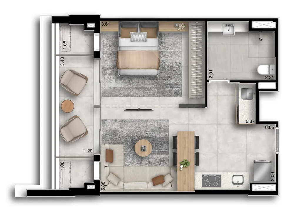 Kitnet-Studio, 34 m² - Foto 8