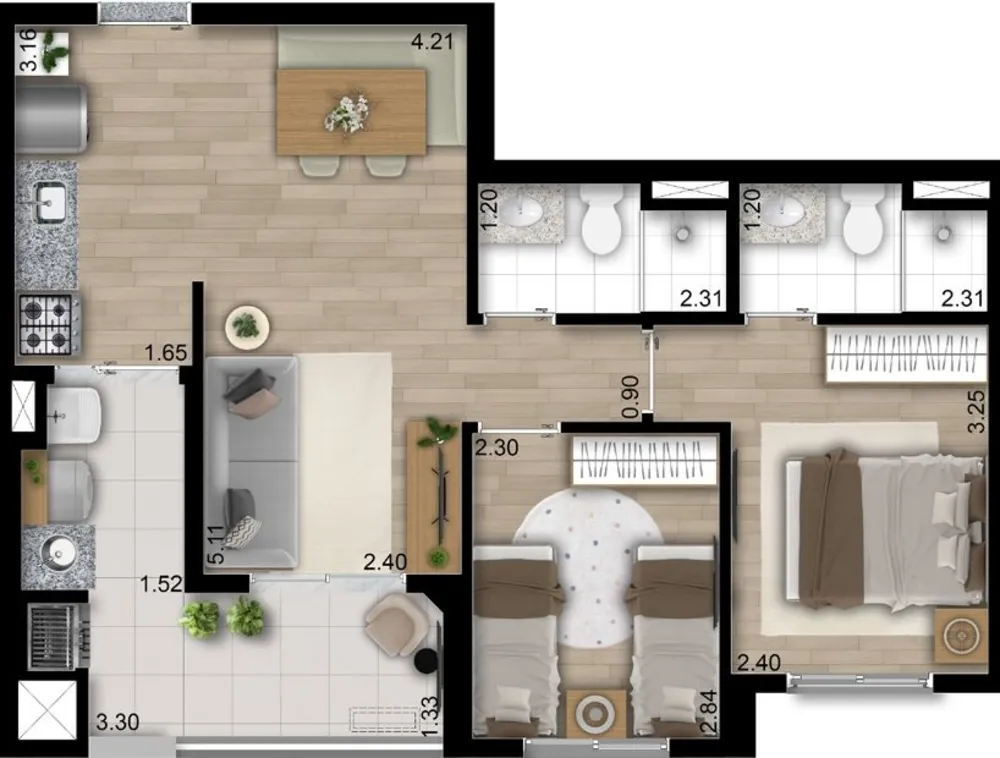 Apartamento, 2 quartos, 56 m² - Foto 1