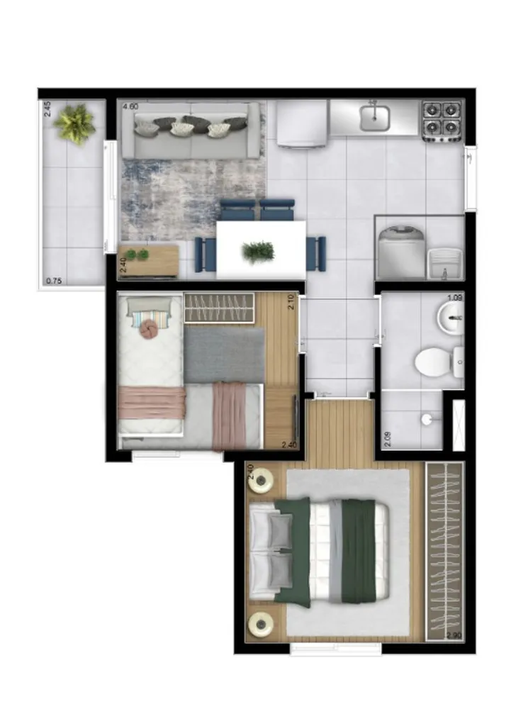 Apartamento, 2 quartos, 34 m² - Foto 8