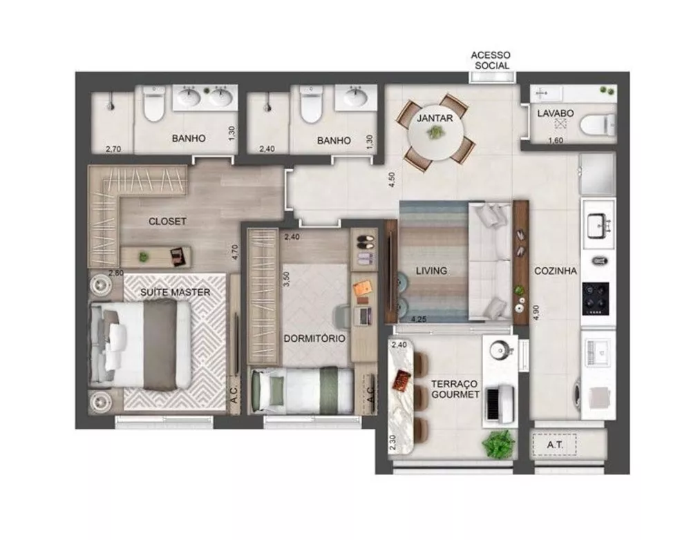 Apartamento, 2 quartos, 70 m² - Foto 1