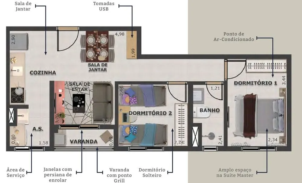 Apartamento, 2 quartos, 47 m² - Foto 3