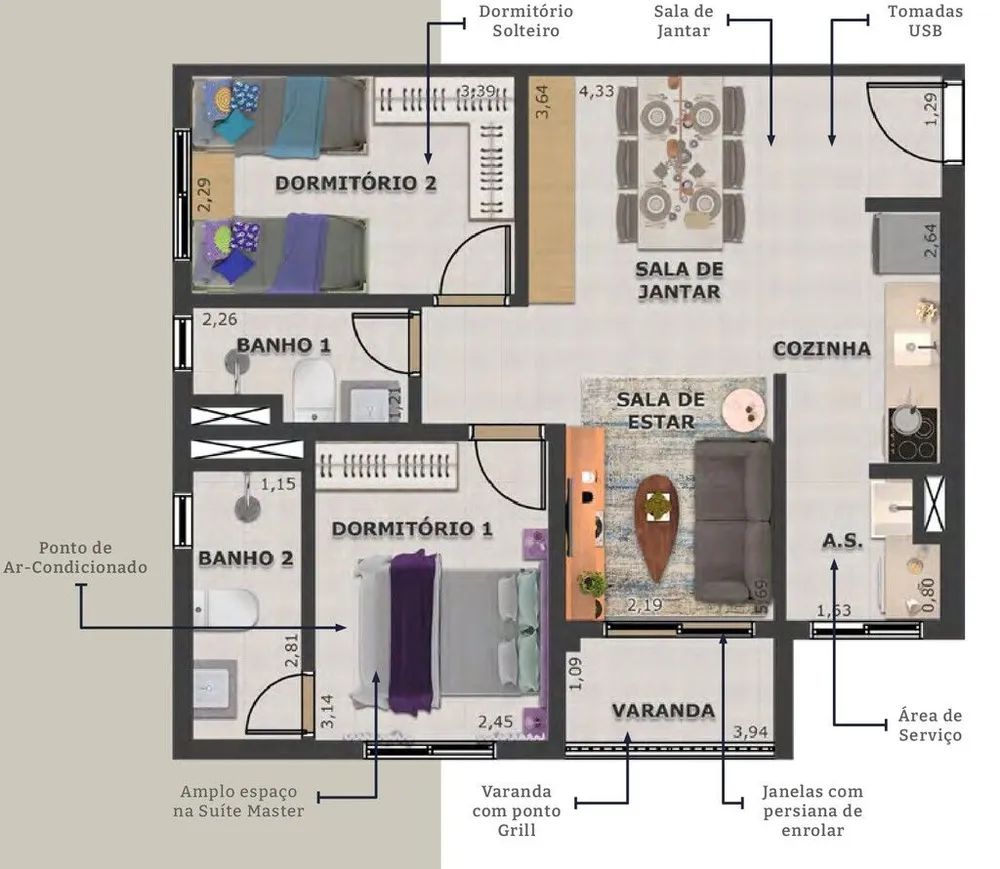 Apartamento, 2 quartos, 47 m² - Foto 1