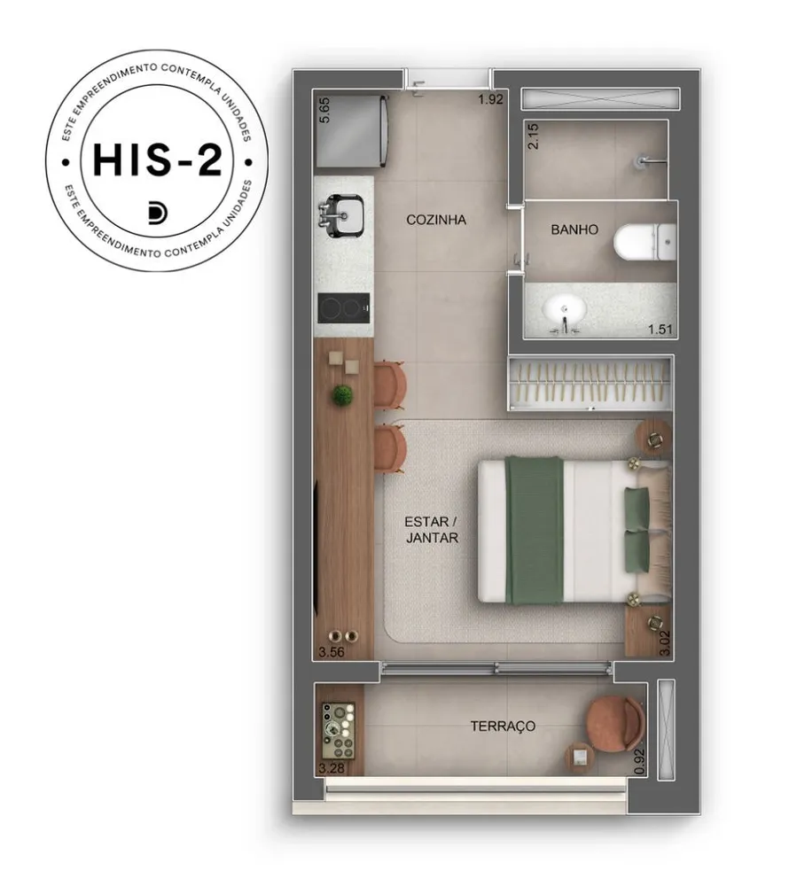 Kitnet-Studio, 34 m² - Foto 2