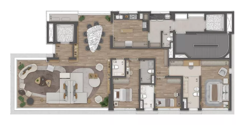 Apartamento à venda com 3 quartos, 185m² - Foto 2