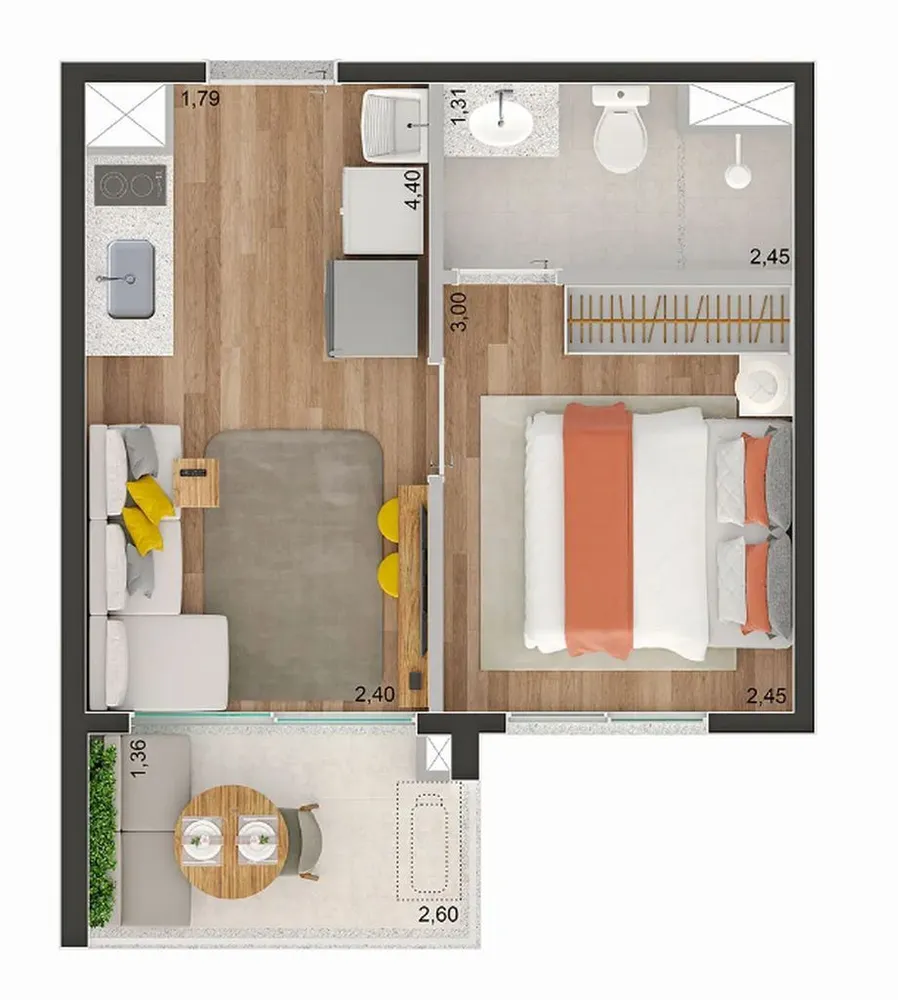 Apartamento, 1 quarto, 36 m² - Foto 1