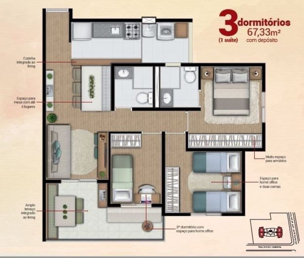 Apartamento, 2 quartos, 71 m² - Foto 2