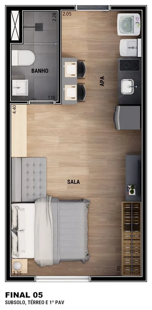 Kitnet-Studio, 24 m² - Foto 7