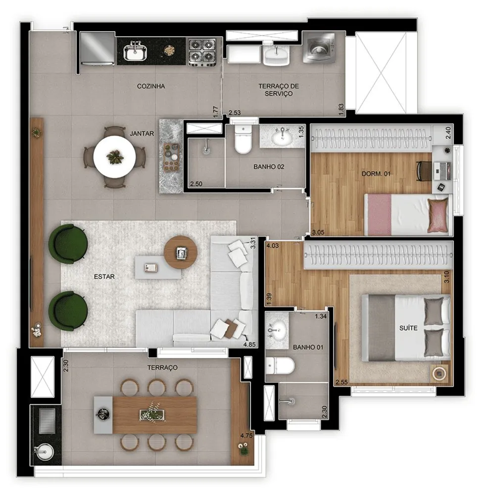 Apartamento, 3 quartos, 79 m² - Foto 2