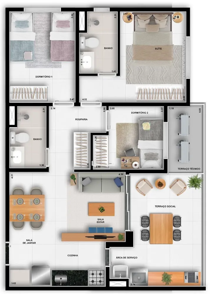 Apartamento, 3 quartos, 77 m² - Foto 2