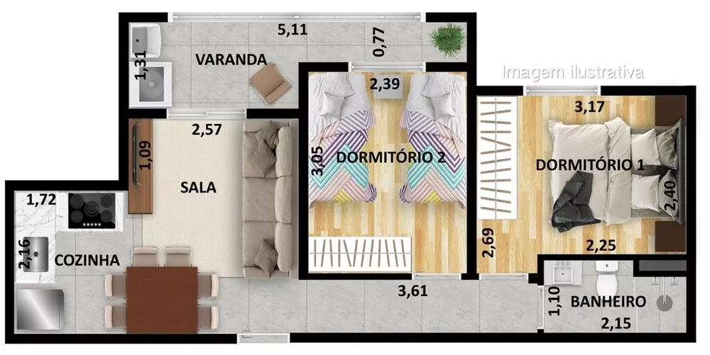 Apartamento à venda com 2 quartos, 44m² - Foto 1