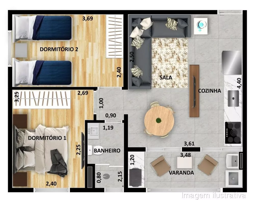 Apartamento à venda com 2 quartos, 44m² - Foto 4