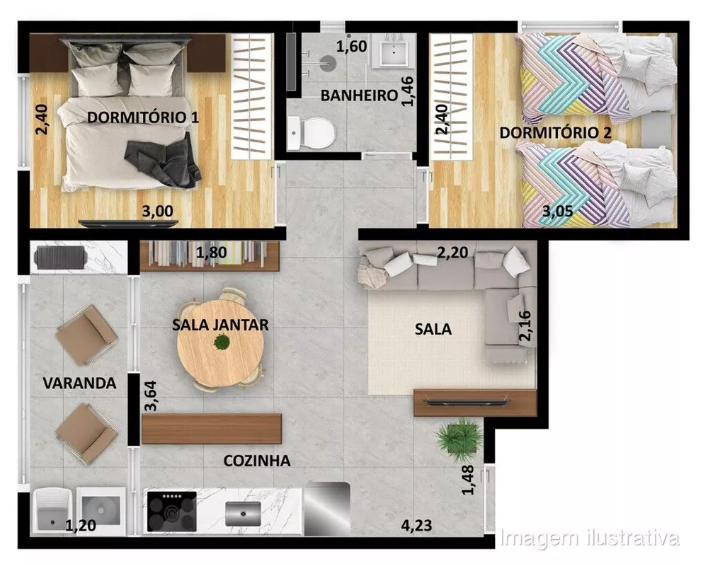 Apartamento à venda com 2 quartos, 44m² - Foto 3