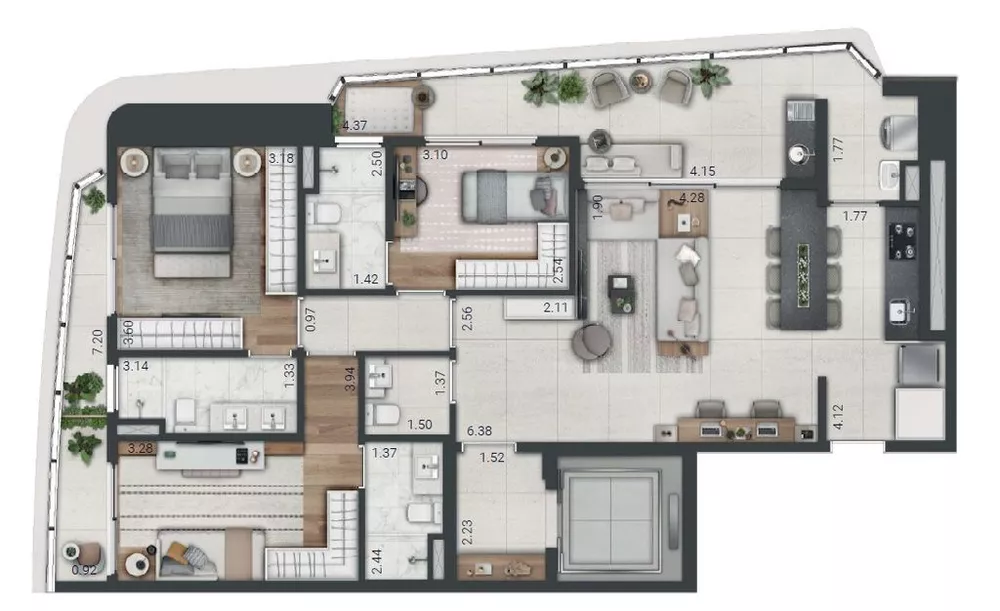 Apartamento à venda com 3 quartos, 129m² - Foto 1