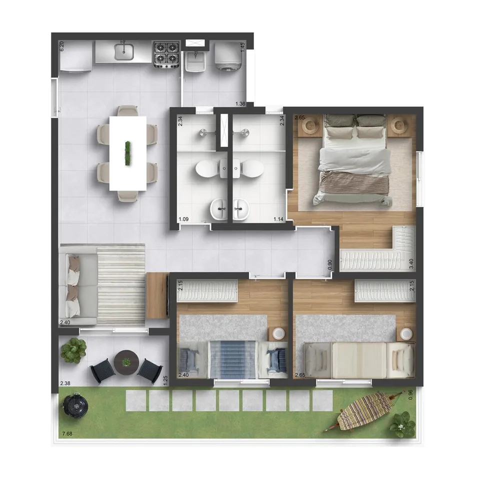 Apartamento, 3 quartos, 54 m² - Foto 4