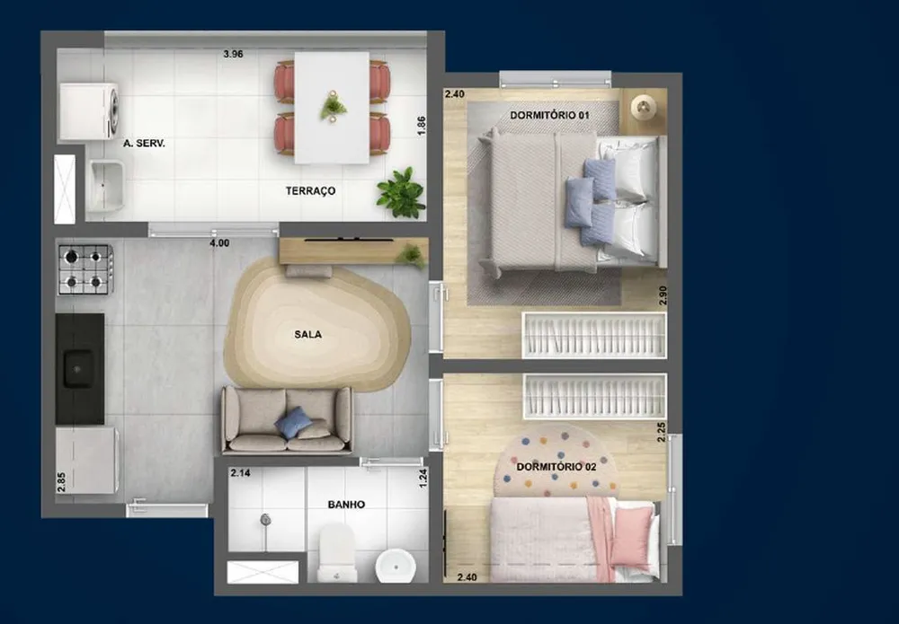 Apartamento, 2 quartos, 38 m² - Foto 2