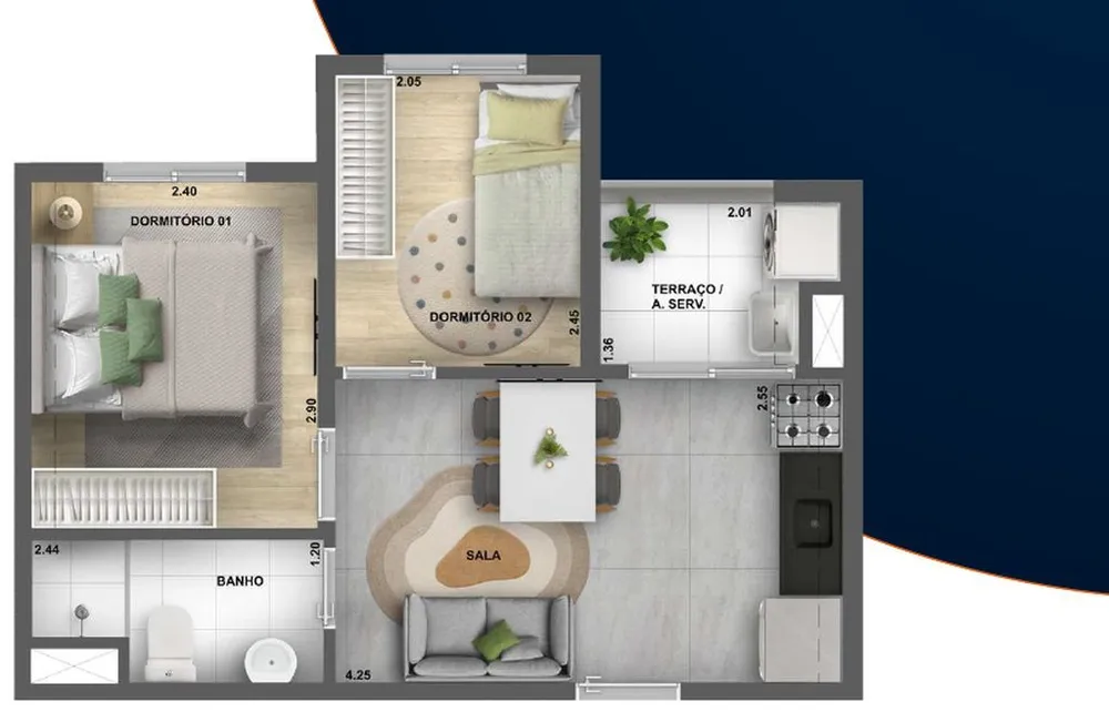 Apartamento, 2 quartos, 35 m² - Foto 8