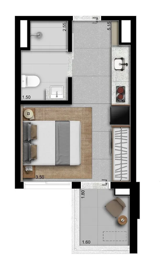 Apartamento, 1 quarto, 37 m² - Foto 5