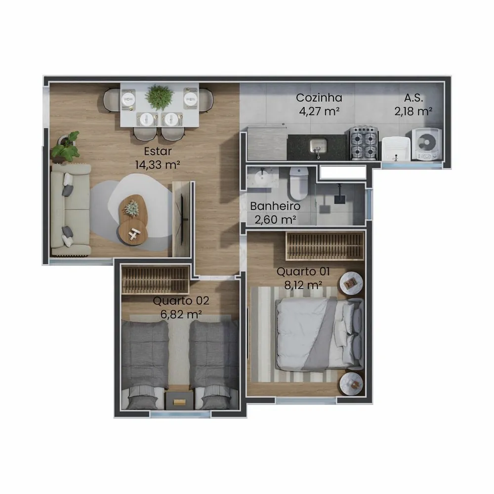 Apartamento, 2 quartos, 43 m² - Foto 12