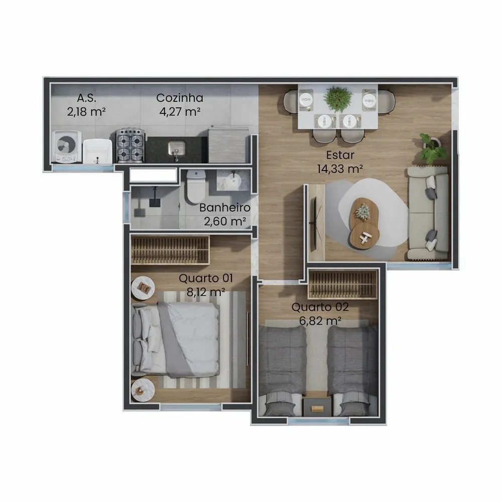 Apartamento, 2 quartos, 43 m² - Foto 8