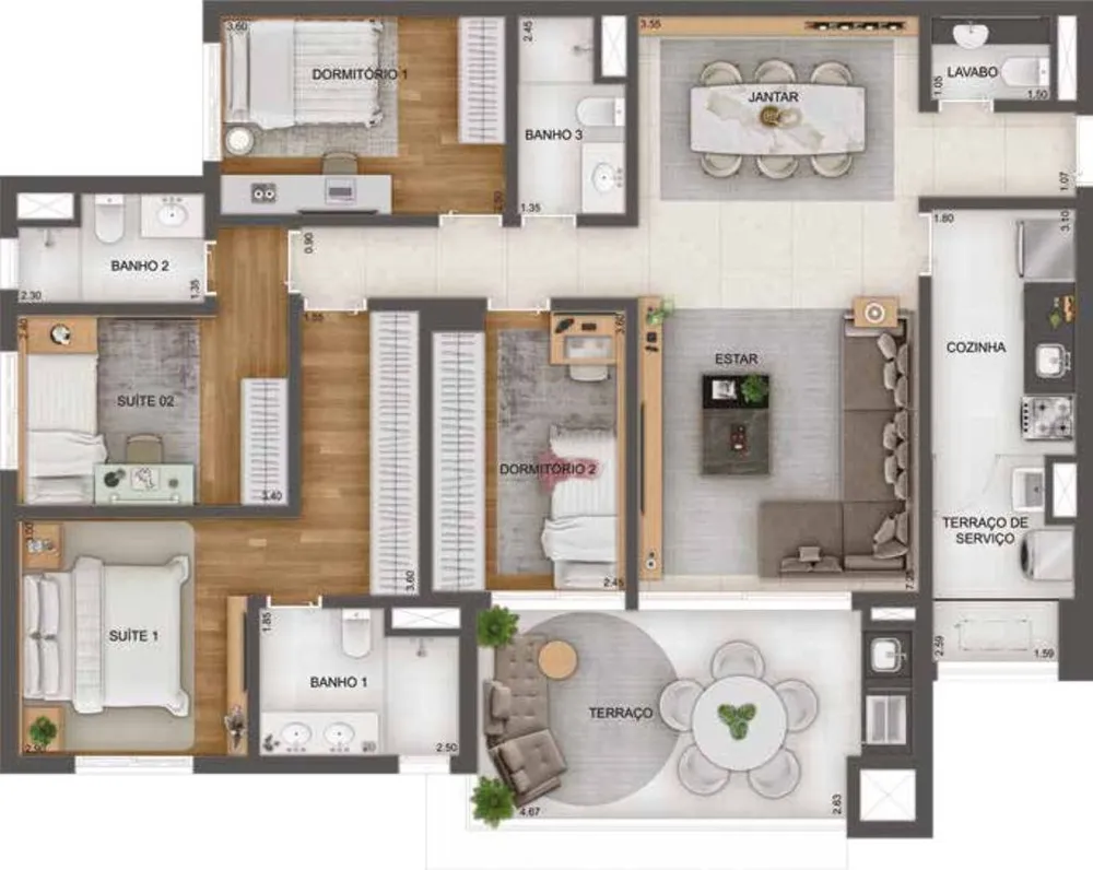 Apartamento, 3 quartos, 120 m² - Foto 3