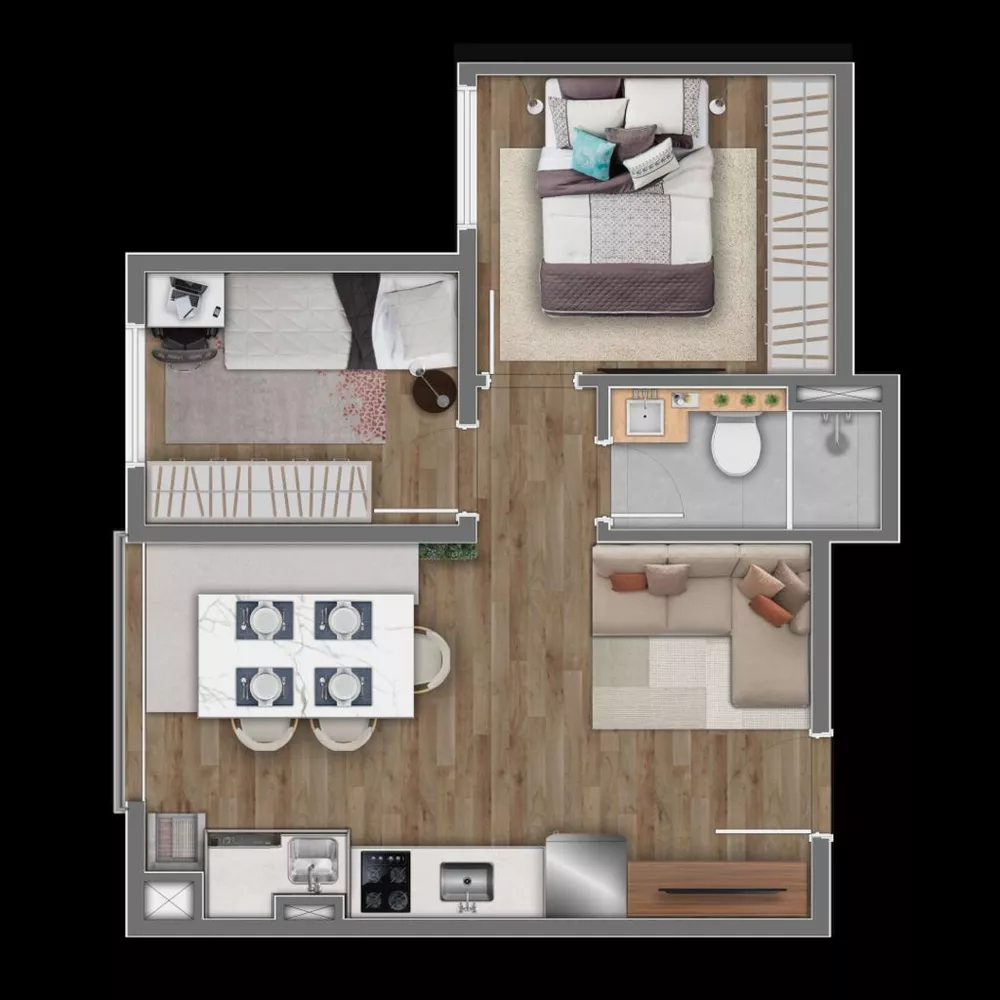 Apartamento, 2 quartos, 44 m² - Foto 1