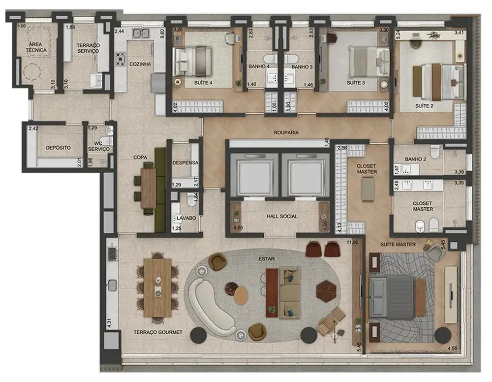 Apartamento, 4 quartos, 293 m² - Foto 7