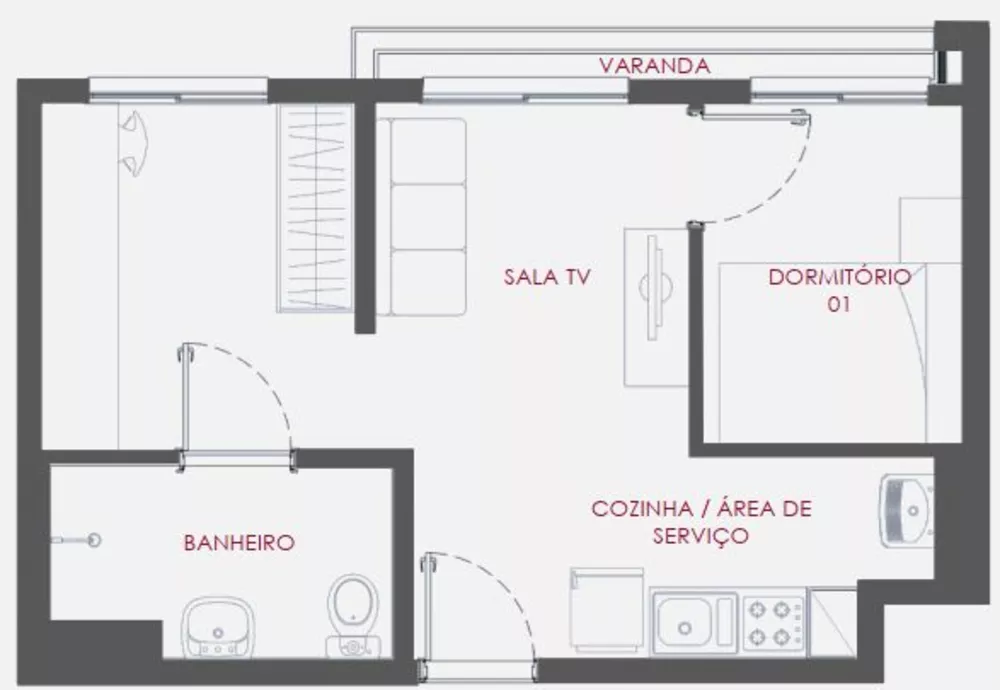 Apartamento à venda com 1 quarto, 27m² - Foto 1