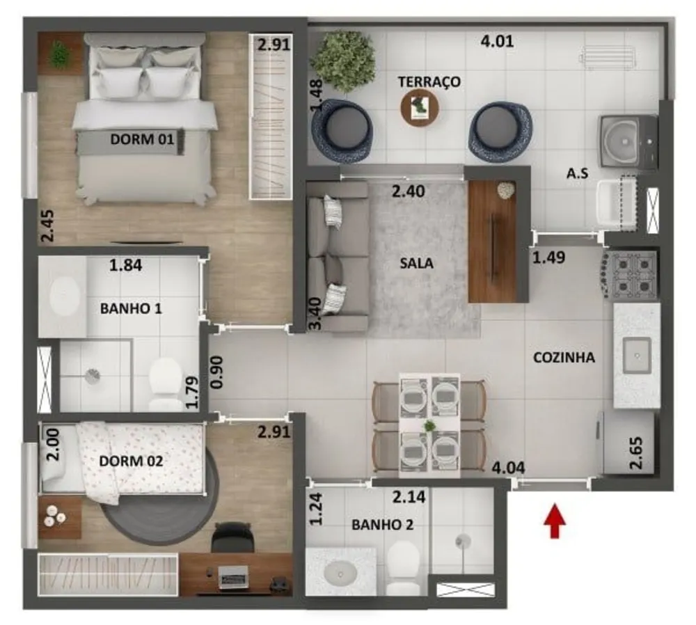 Apartamento, 2 quartos, 46 m² - Foto 2