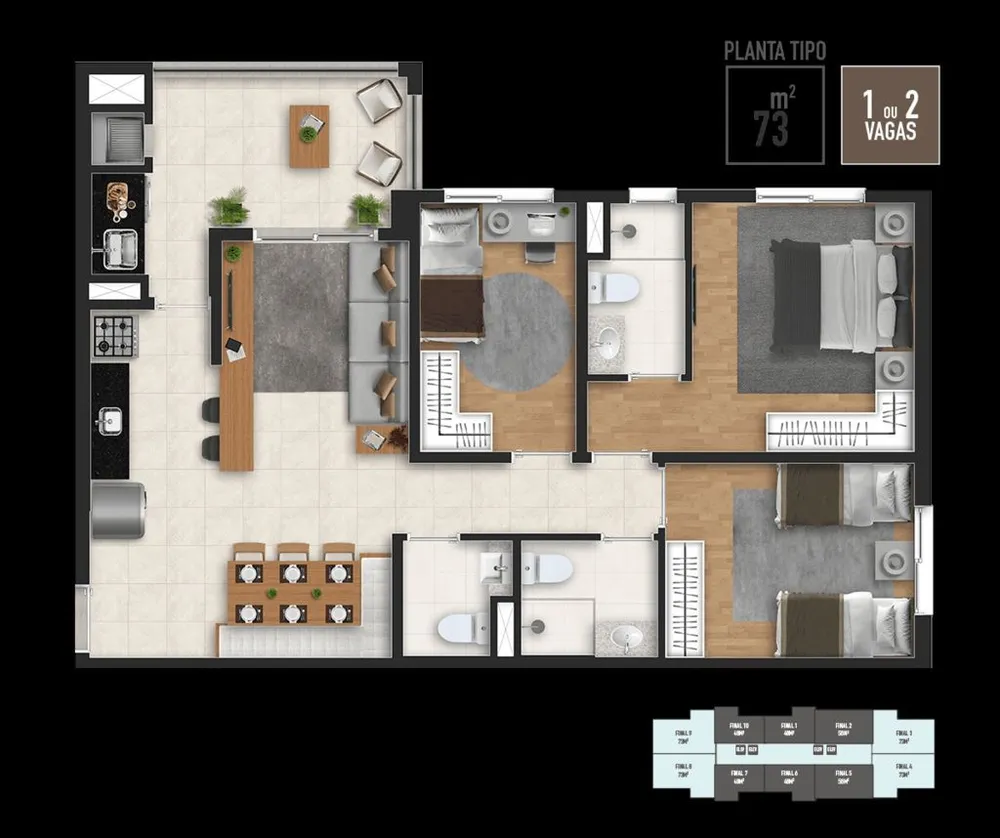 Apartamento, 2 quartos, 63 m² - Foto 2