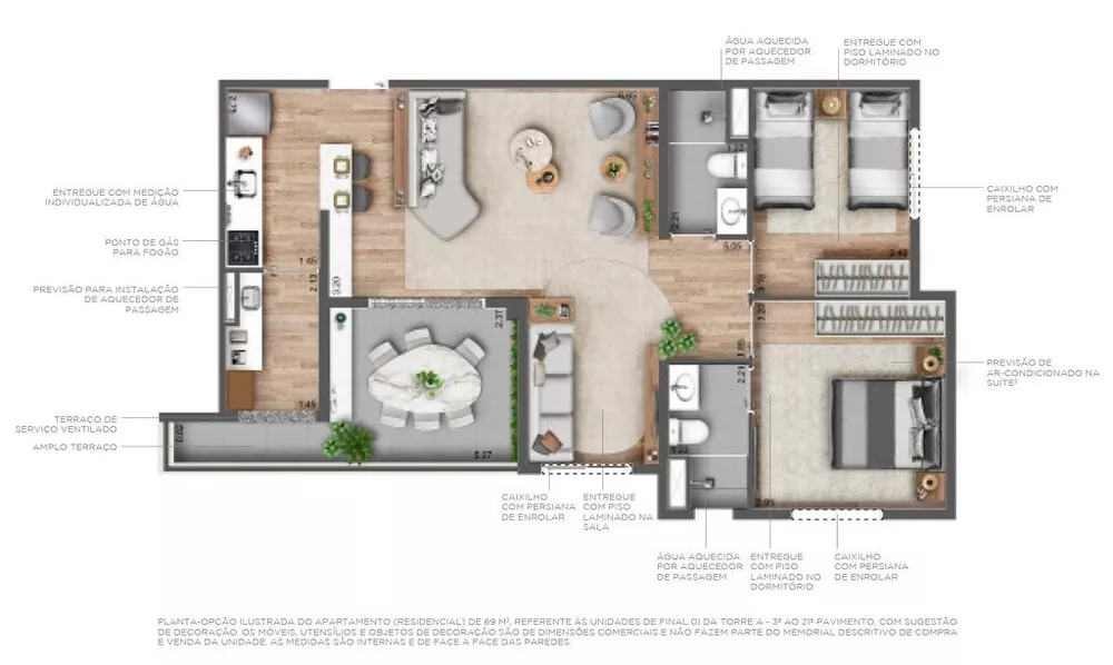 Apartamento, 3 quartos, 69 m² - Foto 1