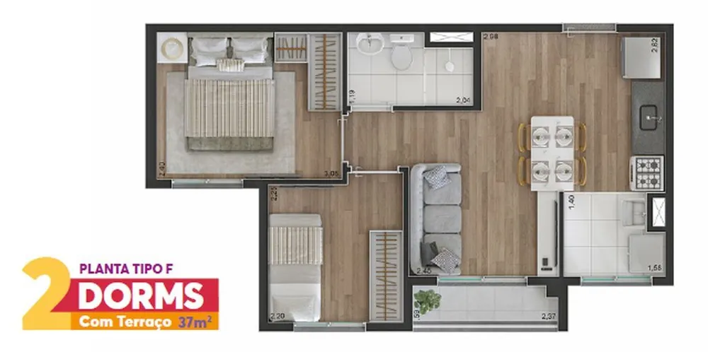 Apartamento, 2 quartos, 39 m² - Foto 12