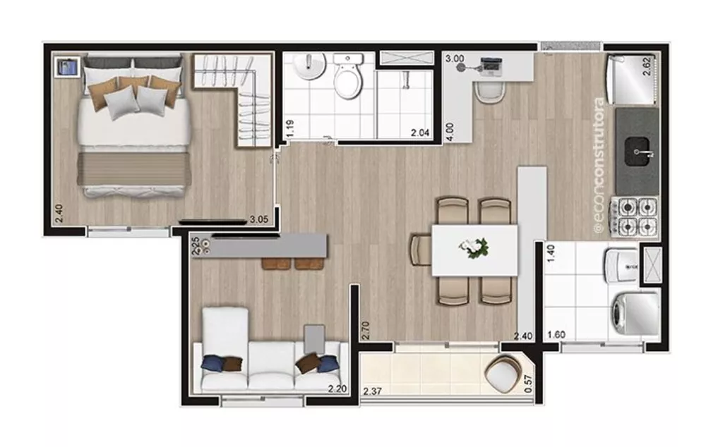 Apartamento à venda com 2 quartos, 37m² - Foto 2