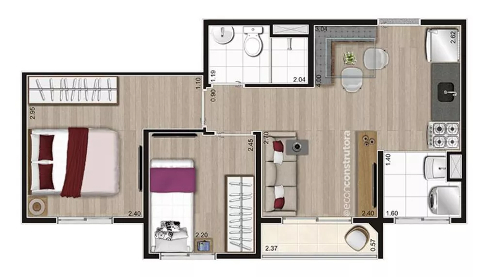 Apartamento à venda com 2 quartos, 37m² - Foto 3