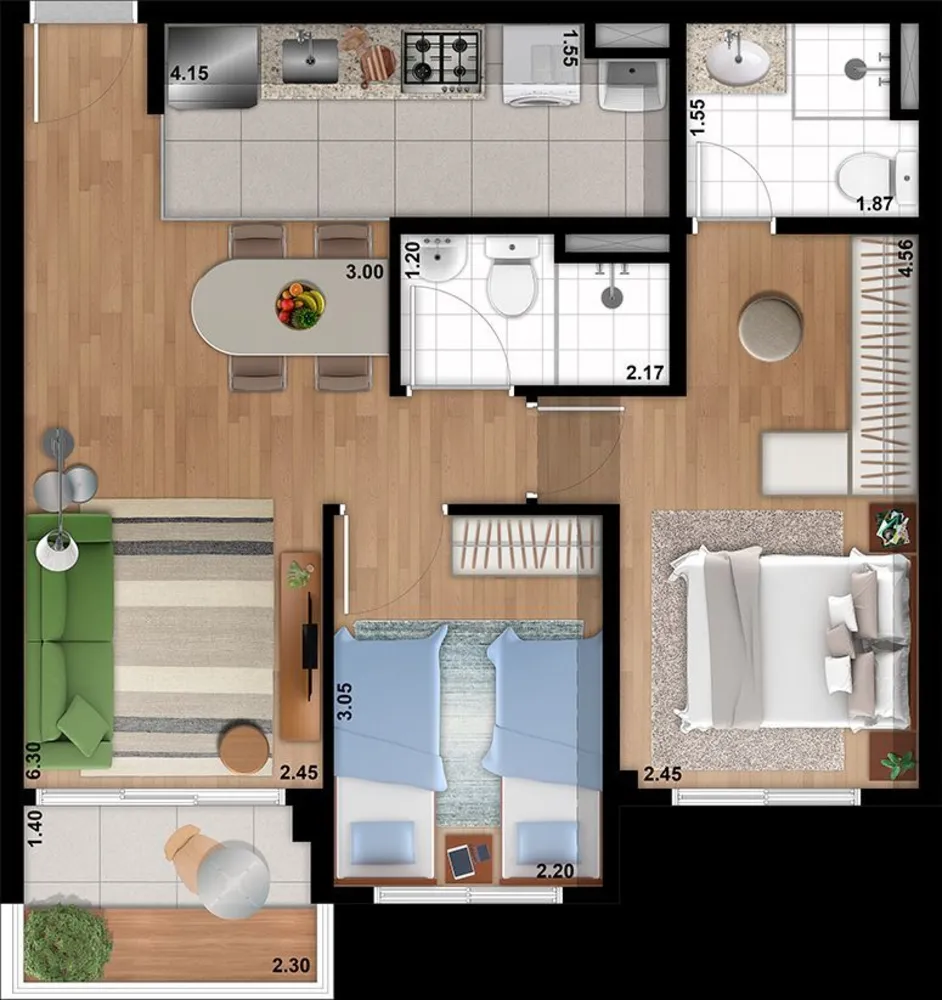 Apartamento, 2 quartos, 54 m² - Foto 2