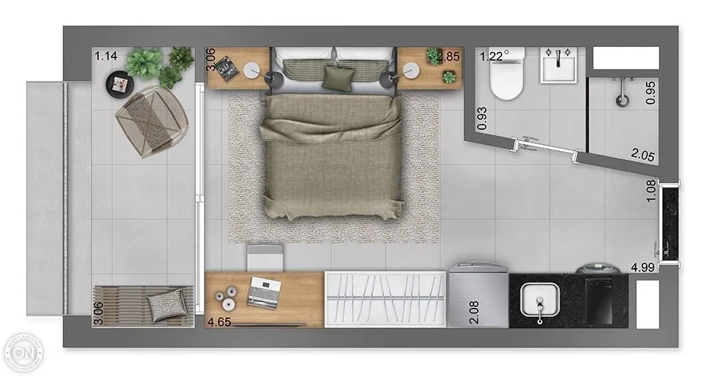 Kitnet-Studio, 44 m² - Foto 1