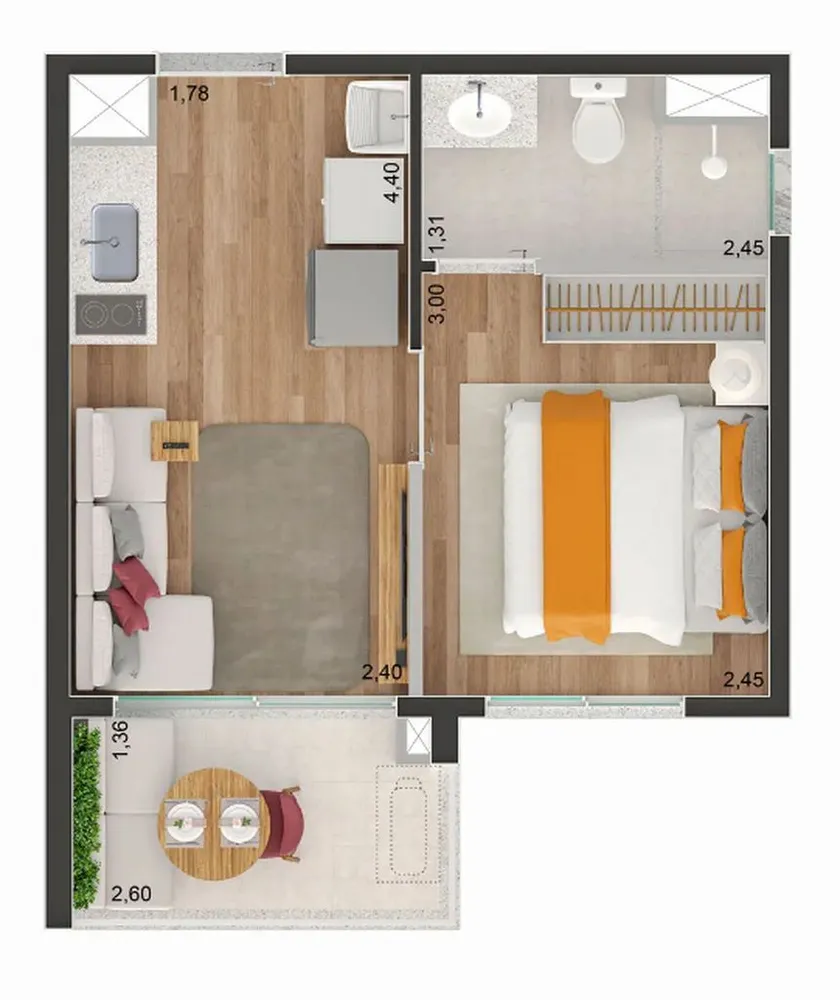 Apartamento, 1 quarto, 45 m² - Foto 11