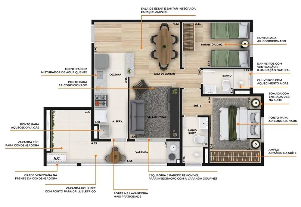 Apartamento, 2 quartos, 61 m² - Foto 9
