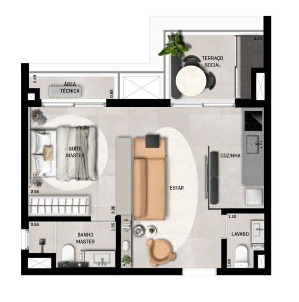 Apartamento, 1 quarto, 44 m² - Foto 3