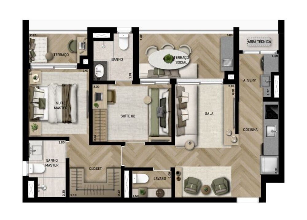 Apartamento, 1 quarto, 44 m² - Foto 2
